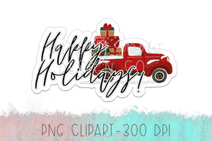 Happy Holidays Christmas Holiday Stickers PNG, Print & Cut, Stickers For Etsy Shop, Packaging Stickers For Small Businesses, Clip Art